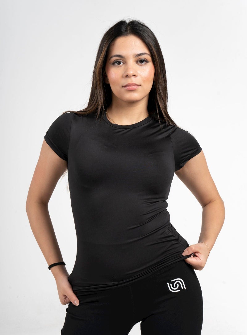 Beyond Women's Black Basic Short sleeve top - Image 1